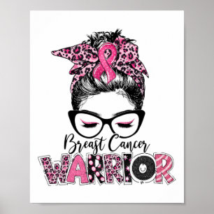 Affiche Ribbon rose Cancer du sein guerrier de sensibilisa