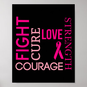 Affiche Ribbon rose Cancer du sein Lutte contre les surviv