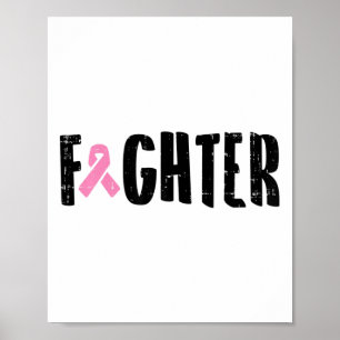 Affiche Ribbon rose Conscience du cancer du sein Guerrier 