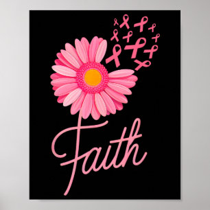 Affiche Ribbon rose Fleur Foi Fleur Foi cancer du sein Awa