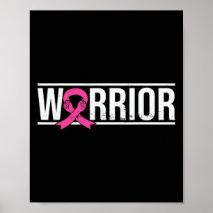 Affiche Ribbon rose Le combat du guerrier de sensibilisati