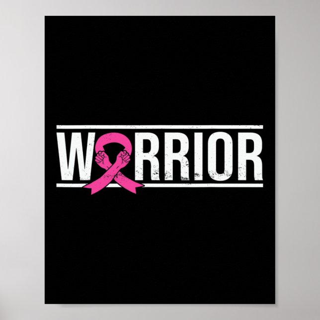 Affiche Ribbon rose Le combat du guerrier de sensibilisati (Devant)