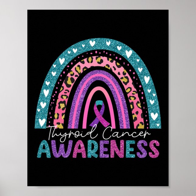 Affiche Ribbon rose pourpre Arc-en-ciel Thyroïde Cancer La (Devant)