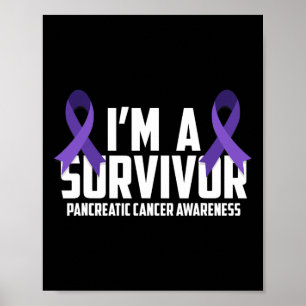 Affiche Ribbon Violet Je Suis Un Survivant Cancer Pancréat