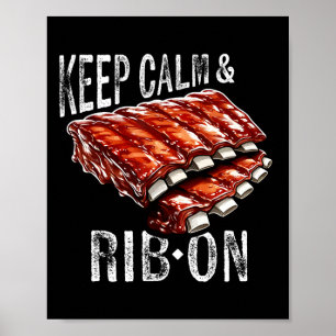 Affiche Ribs De Secours Garder Le Calme Et La Rib Sur Bbq 