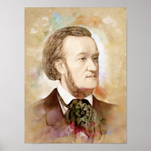 Affiche Richard Wagner Portrait im Aquarell Style
