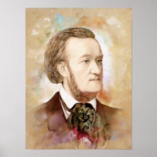 Affiche Richard Wagner Portrait im Aquarell Style (Devant)