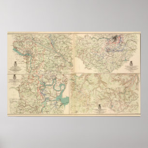 Affiche Richmond, Pétersbourg, Cinq Fourches