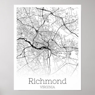 Affiche Richmond Virginia City Road Map Téléchargement ins