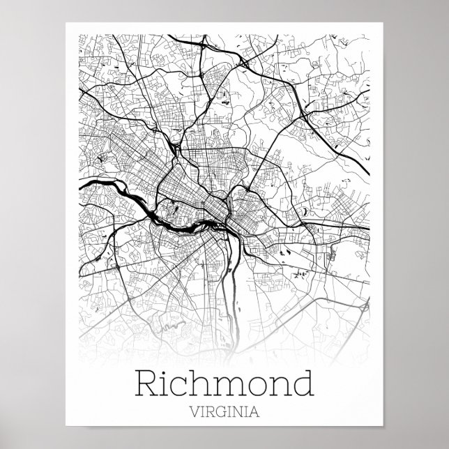 Affiche Richmond Virginia City Road Map Téléchargement ins (Devant)