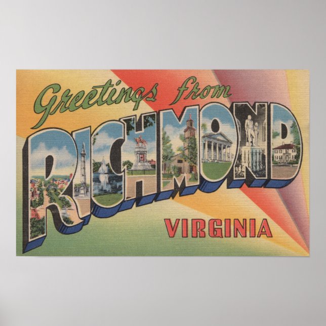 Affiche Richmond, Virginie - Scènes de grandes lettres (Devant)