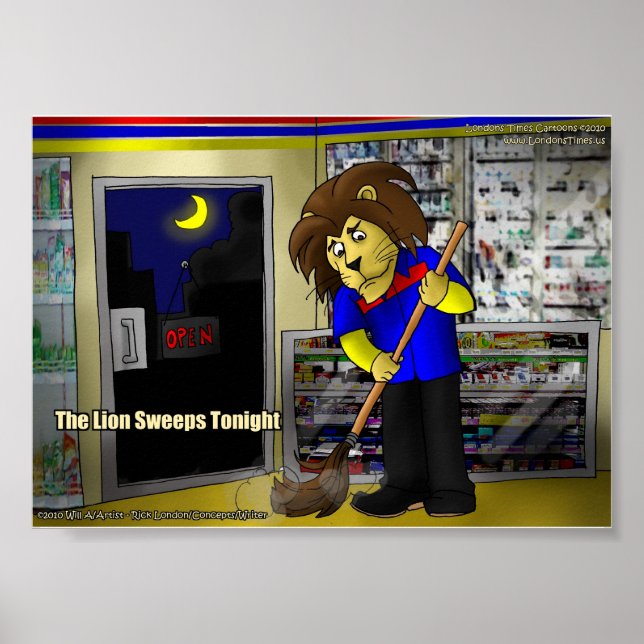 Affiche Rick London "Lion Sweeps Tonight" Drôle Comique (Devant)