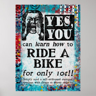 Affiche Ride A Bike - Funny Vintage Ad