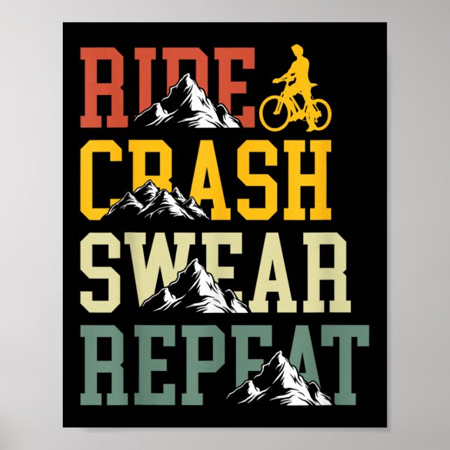 Affiche Ride Crash Sweat Répéter Funny Vélo (Devant)