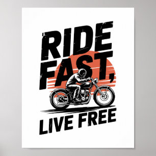 Affiche Ride Fast Live Bicyclist T-shirt