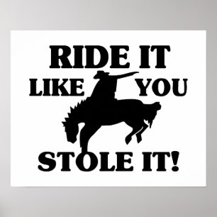 Affiche Ride It Like You Stole It Cowboy