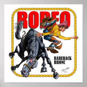 Affiche Rider Rodeo Bareback Bronc