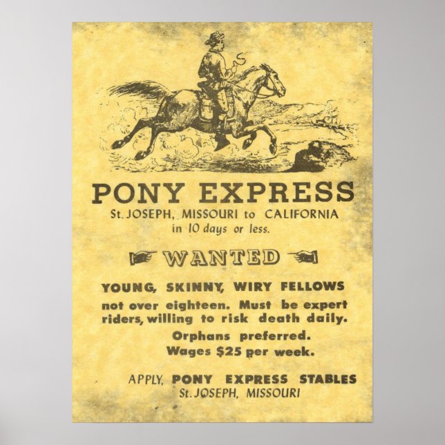 Affiche Riders Recherché 🌵 Pony Express USA Vintage Ouest (Devant)