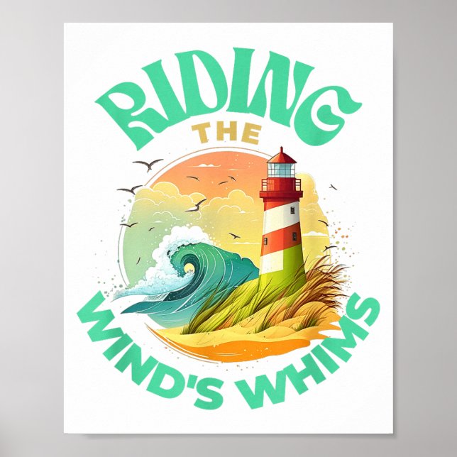 Affiche Riding The Wind's Whims Ocean Humor Lighthouse Sce (Devant)