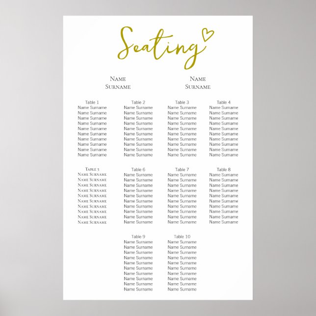 Affiche Rien De Fancy Just Love Mariage Plan de siège (Devant)