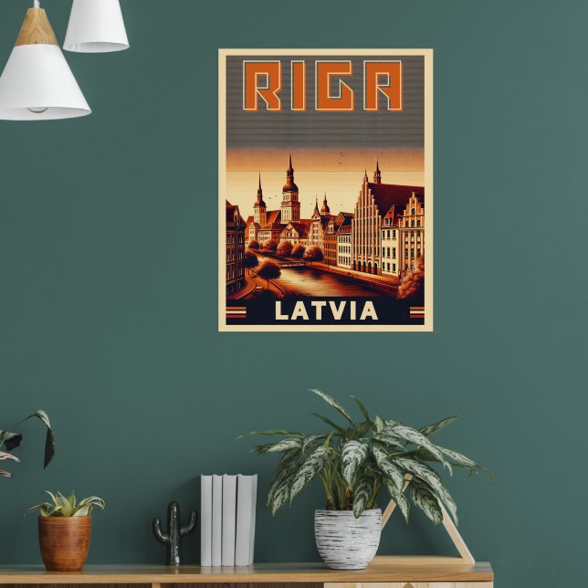 Affiche Riga City, Lettonie culture baltique cadeaux vinta (Salon 1)