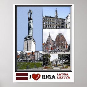 Affiche Riga Lettonie - La ville de Riba - Carré Livu -