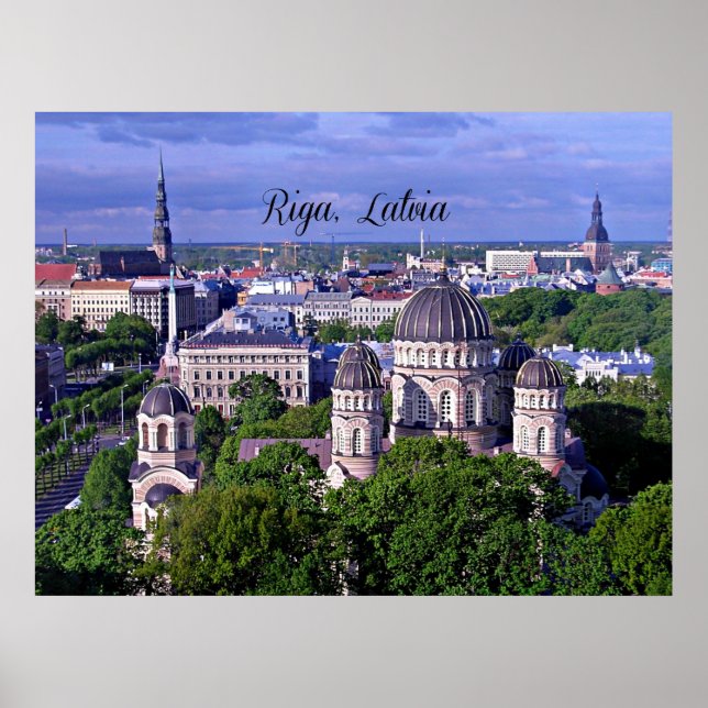 Affiche Riga, Lettonie, paysage urbain (Devant)