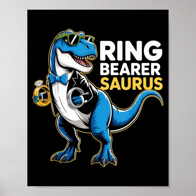 Affiche Ring Bearer T-rex Dino Funny Wedding Party Ring Di (Devant)