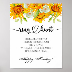 Affiche Ring chasse jeu nuptiale douche mariage floral