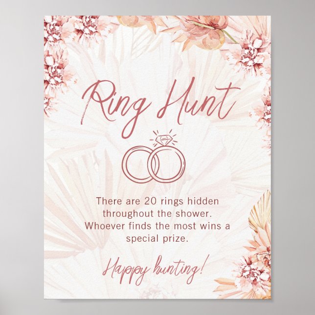 Affiche Ring Hunt Boho Bohemian Wedding shower Jeu (Devant)