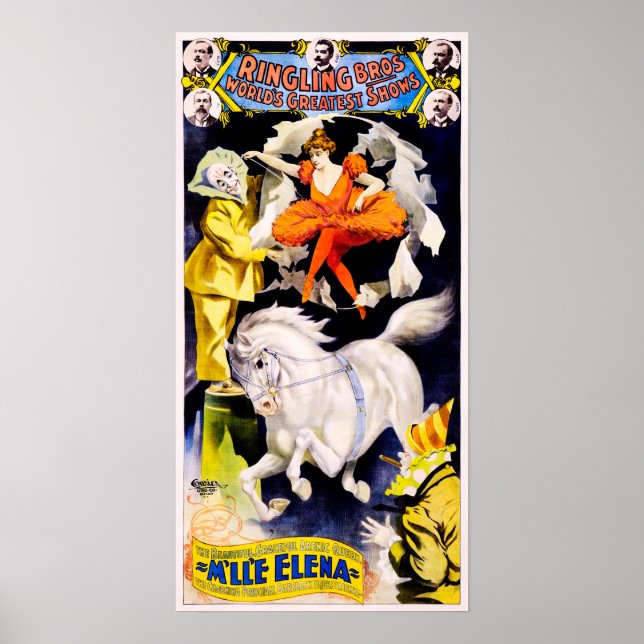Affiche Ringling Bros feint Miss Elena Old American Circus (Devant)