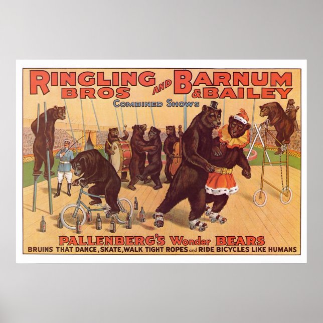 Affiche Ringling Bros. Wonder Bears Advertisement 1920's (Devant)