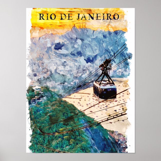Affiche Rio de Janeiro Brésil Art Aquarelle (Devant)