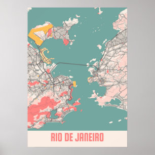Affiche Rio De Janeiro - Brésil Chalk City Carte