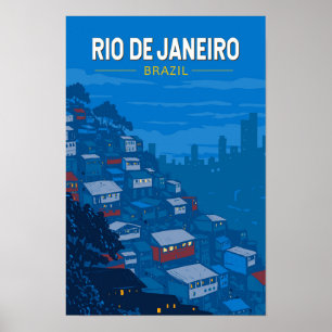 Affiche Rio De Janeiro Brésil Favela Voyage Art Rétro
