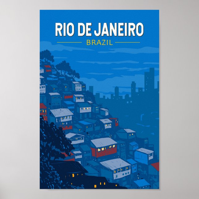 Affiche Rio De Janeiro Brésil Favela Voyage Art Rétro (Devant)