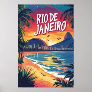 Affiche Rio de Janeiro Brésil Illustration Voyage