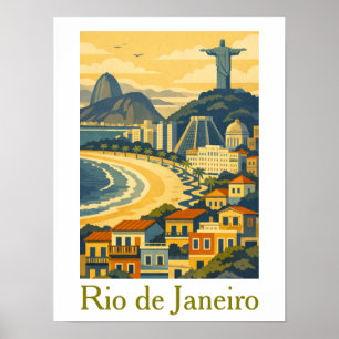 Affiche Rio de Janeiro Brésil Voyage Minimaliste Moderne