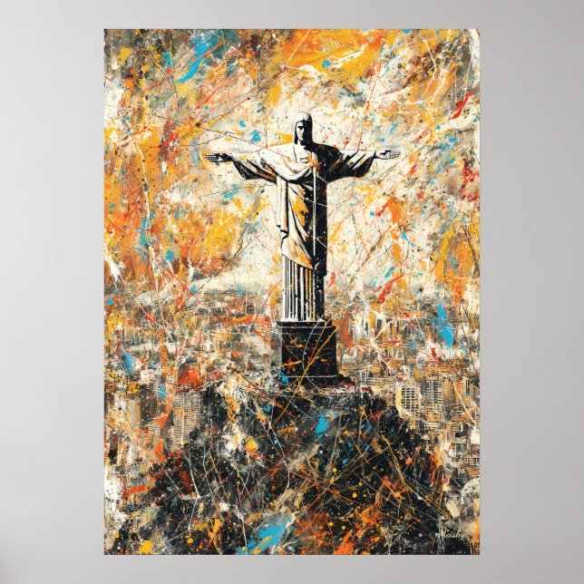Affiche Rio de Janeiro Christ the Redeemer Abstract Drip (Devant)