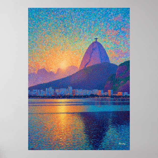 Affiche Rio de Janeiro Christ the Redeemer Pointillism Art (Devant)