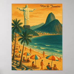 Affiche Rio de Janeiro colorée Brésil Plage Copacabana