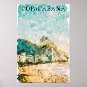 Affiche Rio de Janeiro Copacabana Beach Peinture