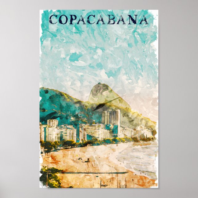 Affiche Rio de Janeiro Copacabana Beach Peinture (Devant)