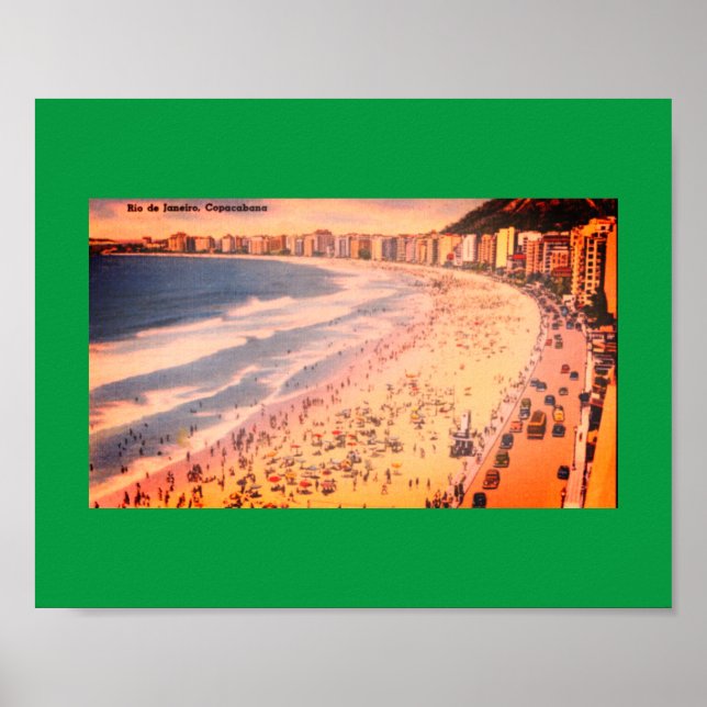 Affiche Rio de Janeiro, Vintage Copacabana Beach, Brazil (Devant)