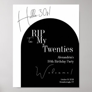 Affiche RIP 20 ans Bonjour 30 ans Fête d'anniversaire de 3