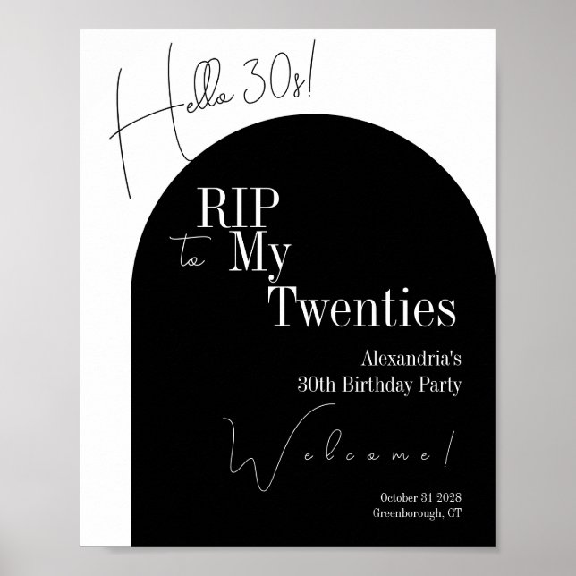 Affiche RIP 20 ans Bonjour 30 ans Fête d'anniversaire de 3 (Devant)