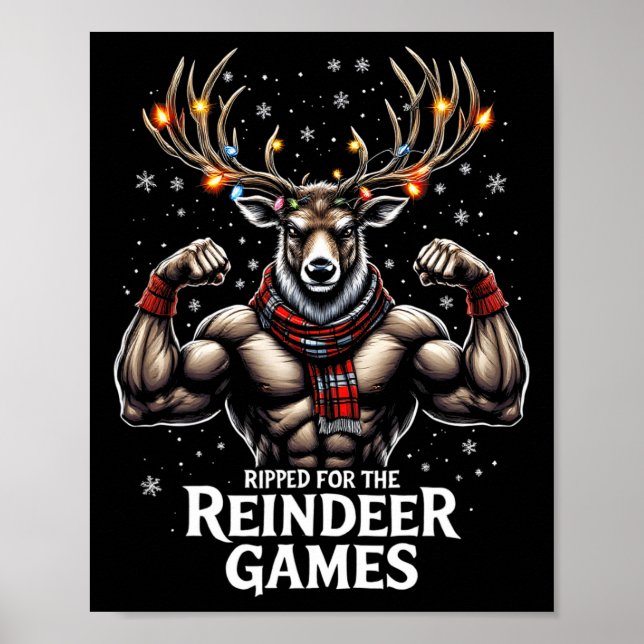 Affiche Ripped For The Games Drôle Christmas Gym Workout R (Devant)