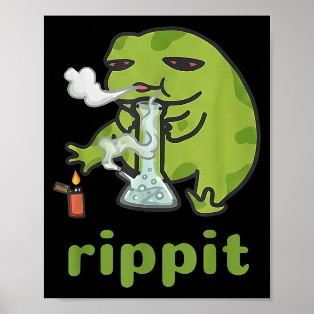 Affiche Rippit Grenouille Fumeur de Weed Drôle _1  (Devant)