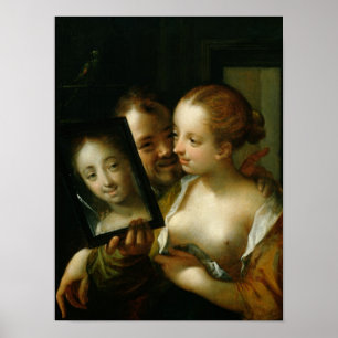 Affiche Rire Couple avec miroir, 1596
