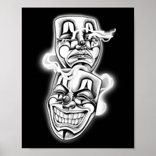 Affiche Rire Maintenant Pleurer Plus Tard Chicano Tattoo F